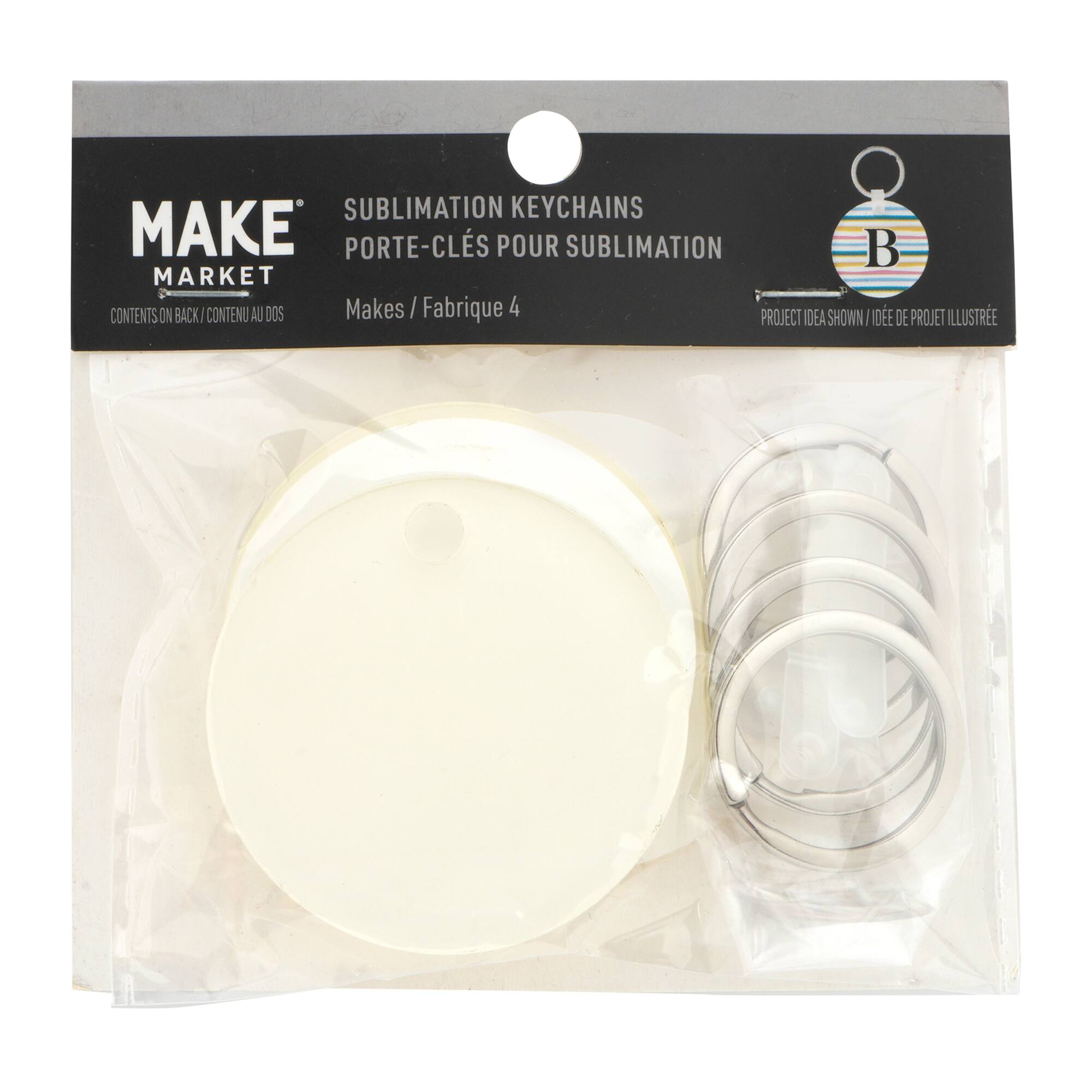 12 Packs: 4 ct. (48 total) 2" Round Acrylic Sublimation Keychains by Make Market®